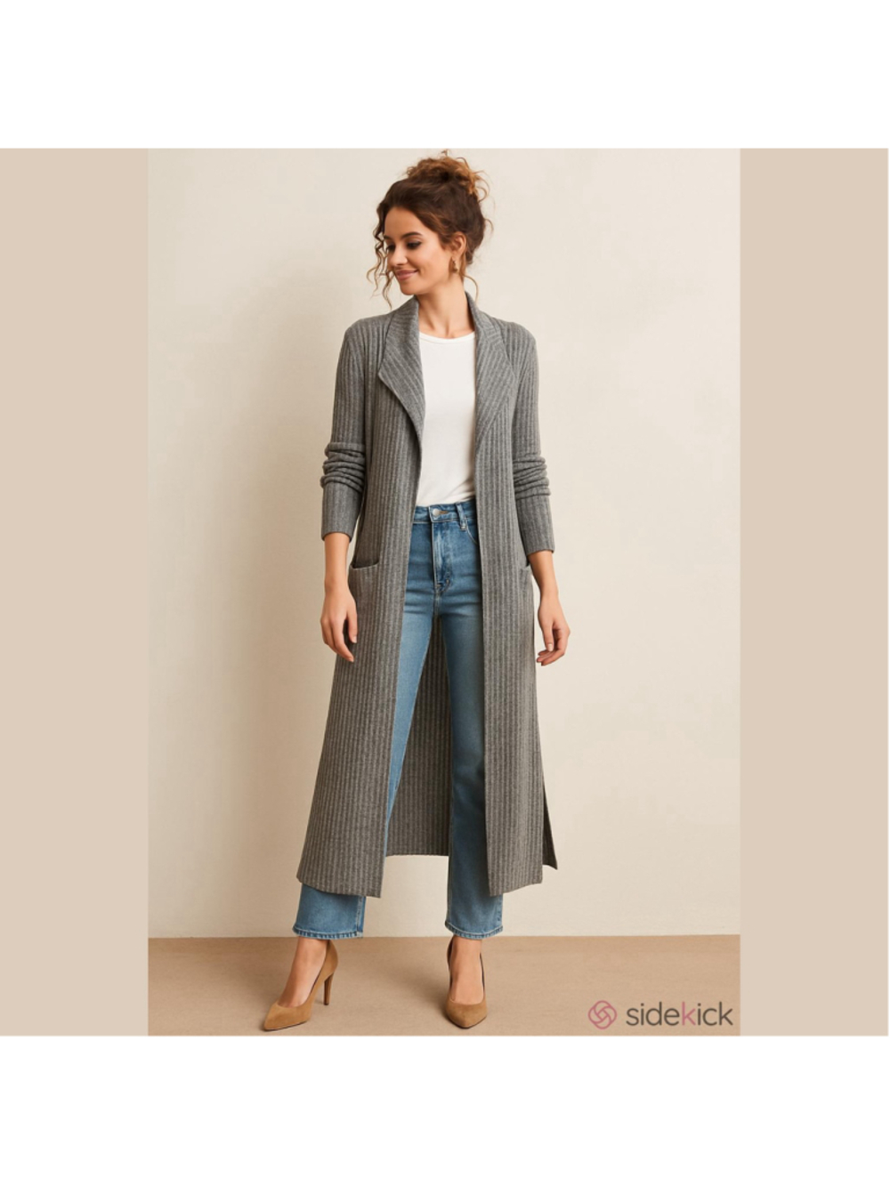 The Fifth Label Long Open Cardigan Ribbed Duster Maxi Oversized Relaxed Women XS